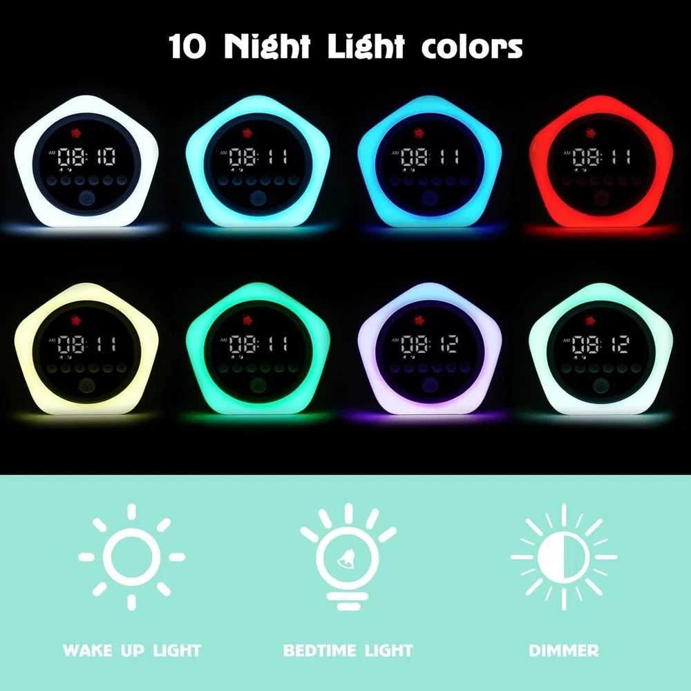Kids OK To Wake Clock Sleep Trainer Toddler Night‎ Light Color Changing Timer